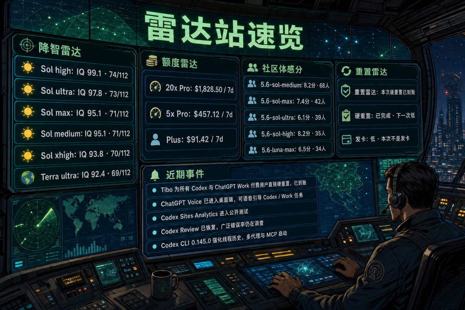 Codex 雷达站速览：降智雷达、额度雷达、社区体感分、重置雷达与最近重要事件