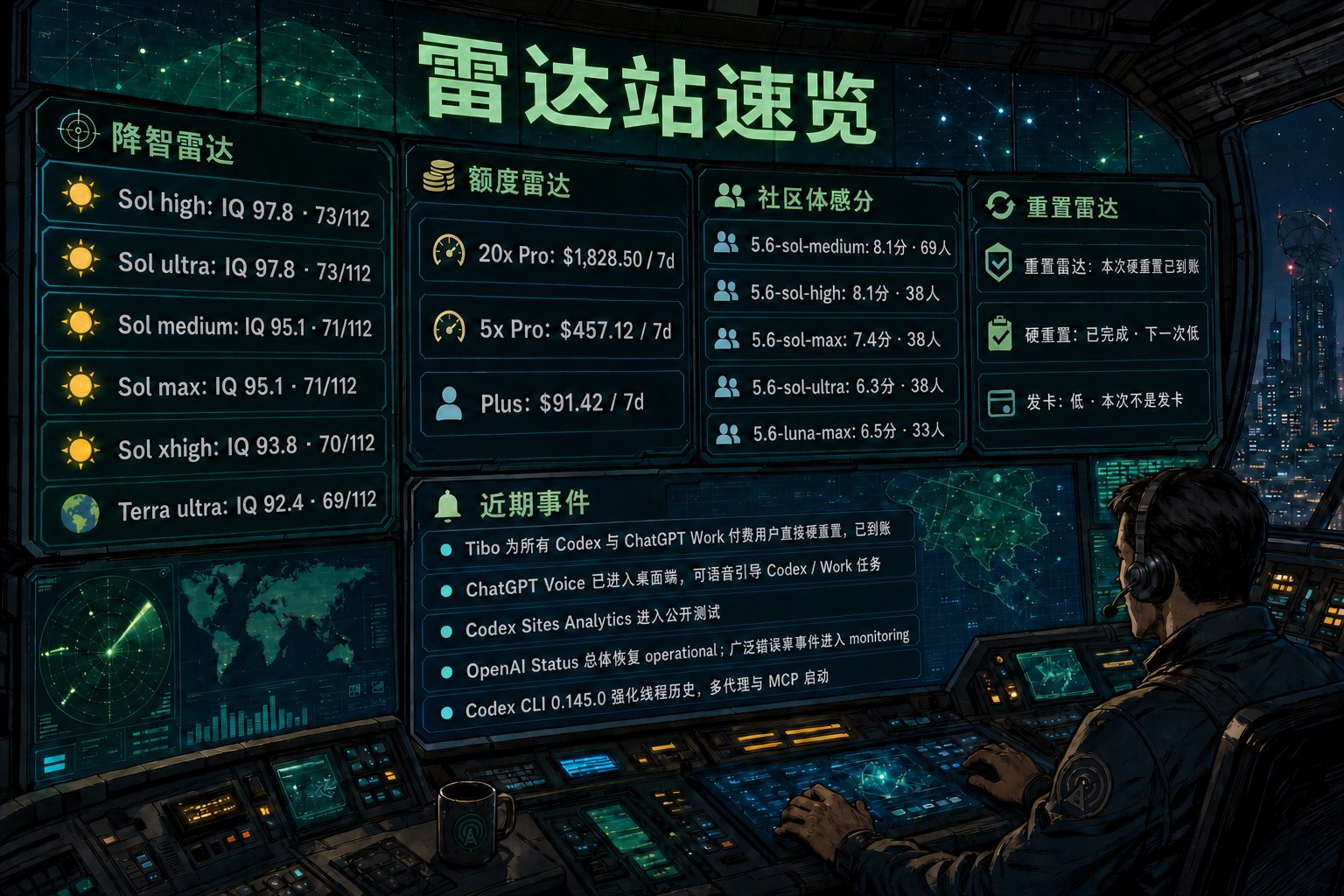 Codex 雷达站速览：降智雷达、额度雷达、社区体感分、重置雷达与最近重要事件