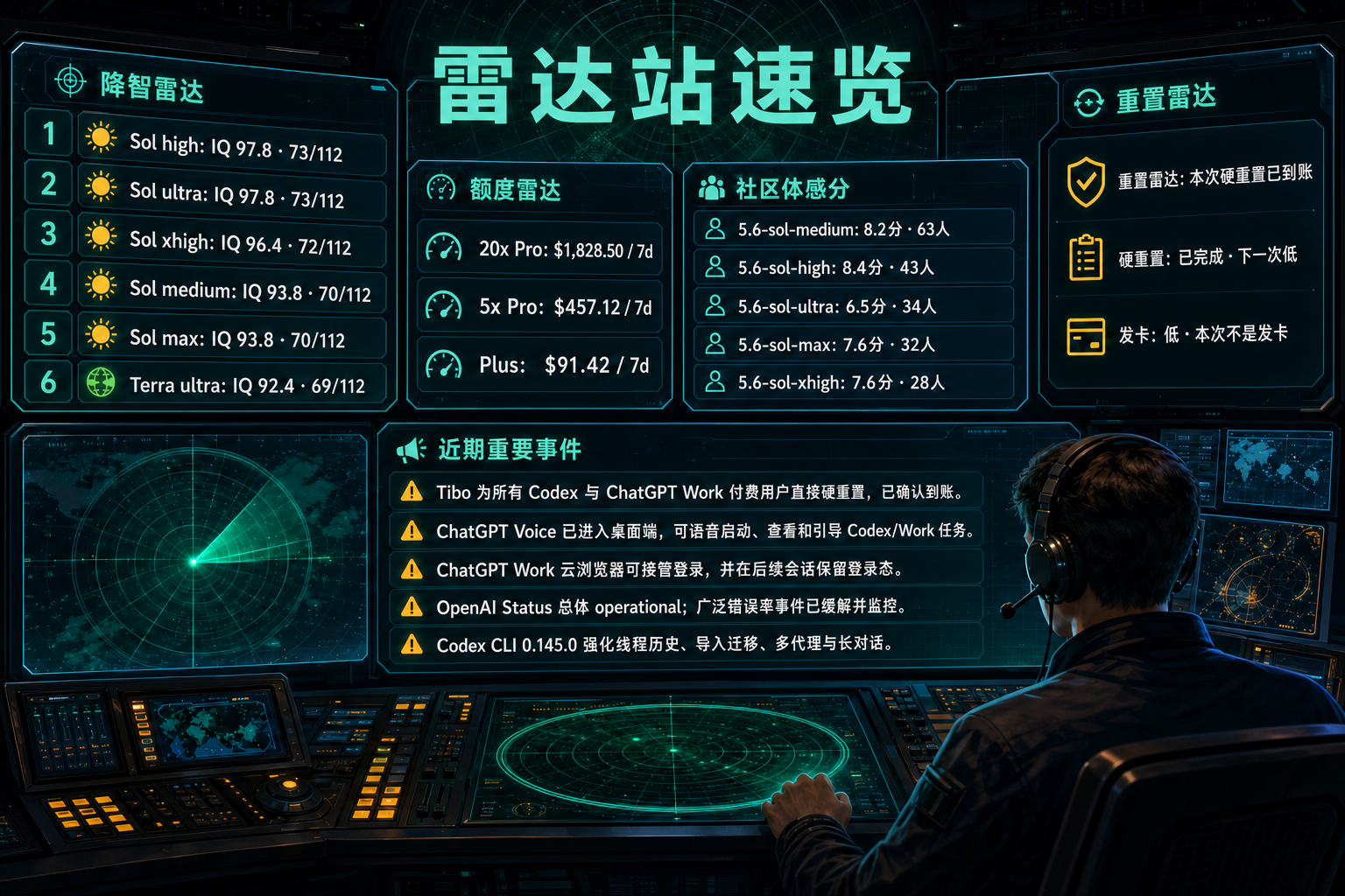Codex 雷达站速览：降智雷达、额度雷达、社区体感分、重置雷达与最近重要事件