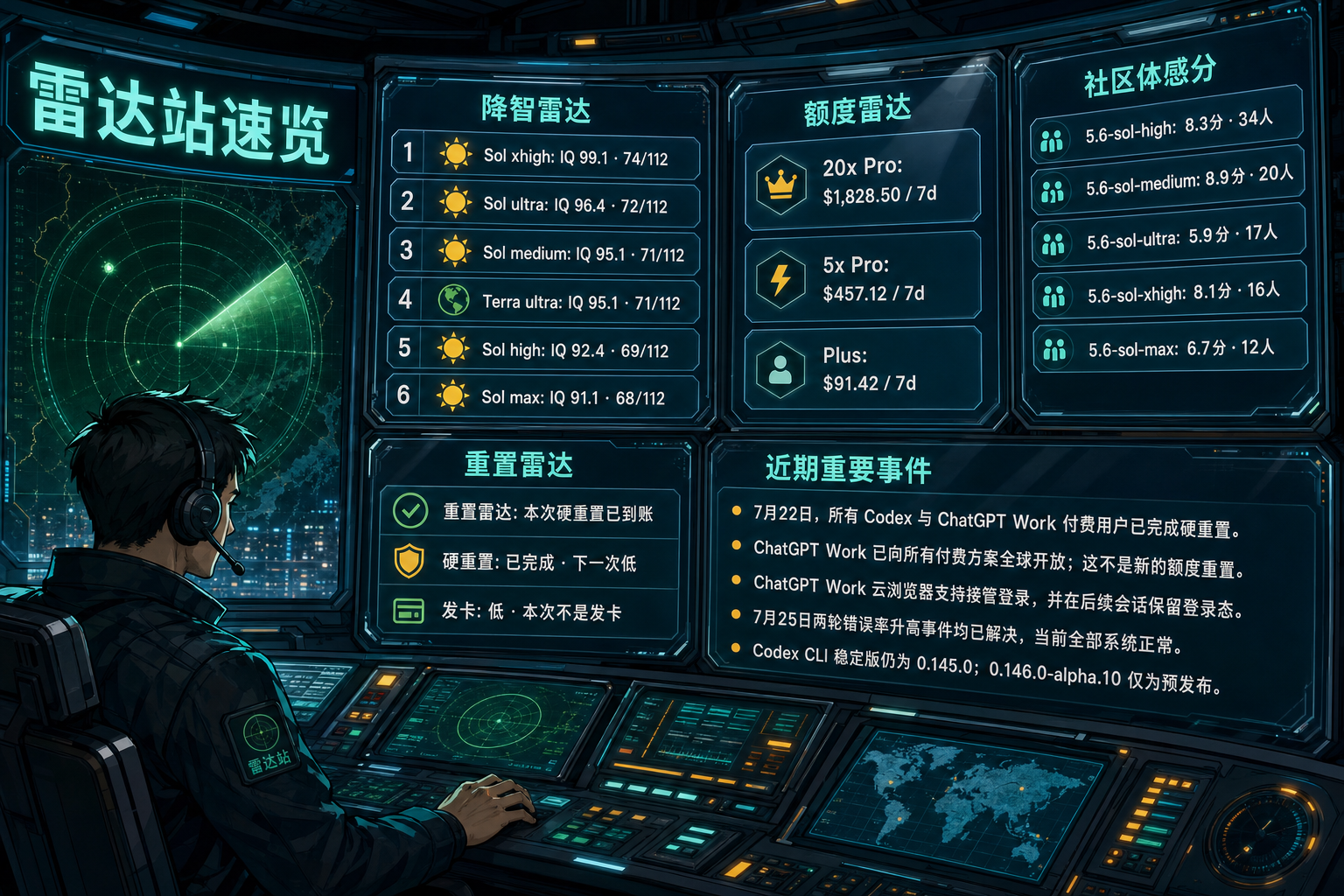 Codex 雷达站速览：降智雷达、额度雷达、社区体感分、重置雷达与最近重要事件