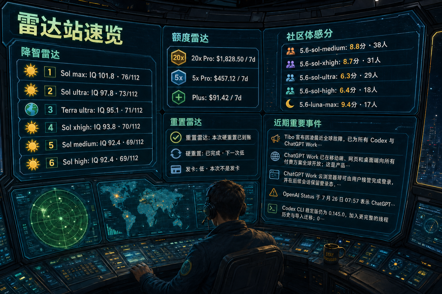 Codex 雷达站速览：降智雷达、额度雷达、社区体感分、重置雷达与最近重要事件
