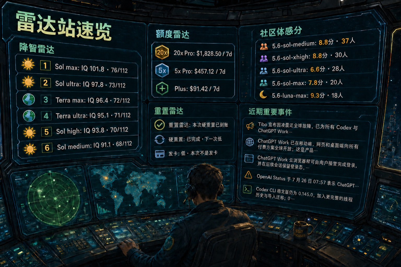 Codex 雷达站速览：降智雷达、额度雷达、社区体感分、重置雷达与最近重要事件