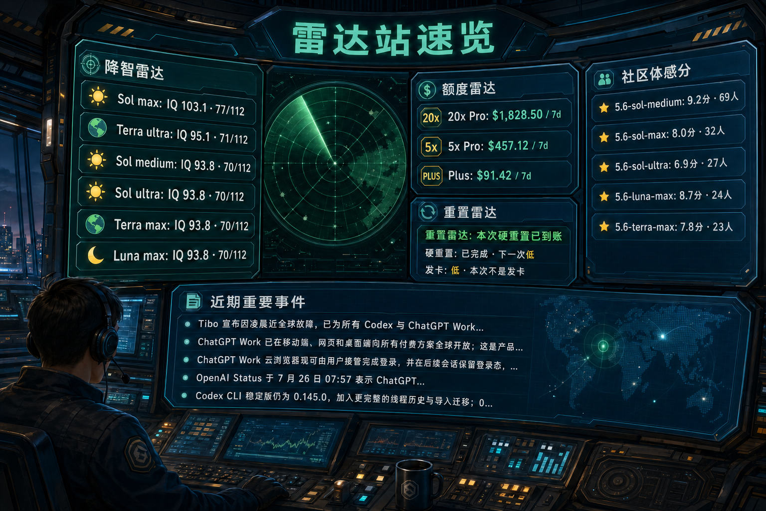 Codex 雷达站速览：降智雷达、额度雷达、社区体感分、重置雷达与最近重要事件