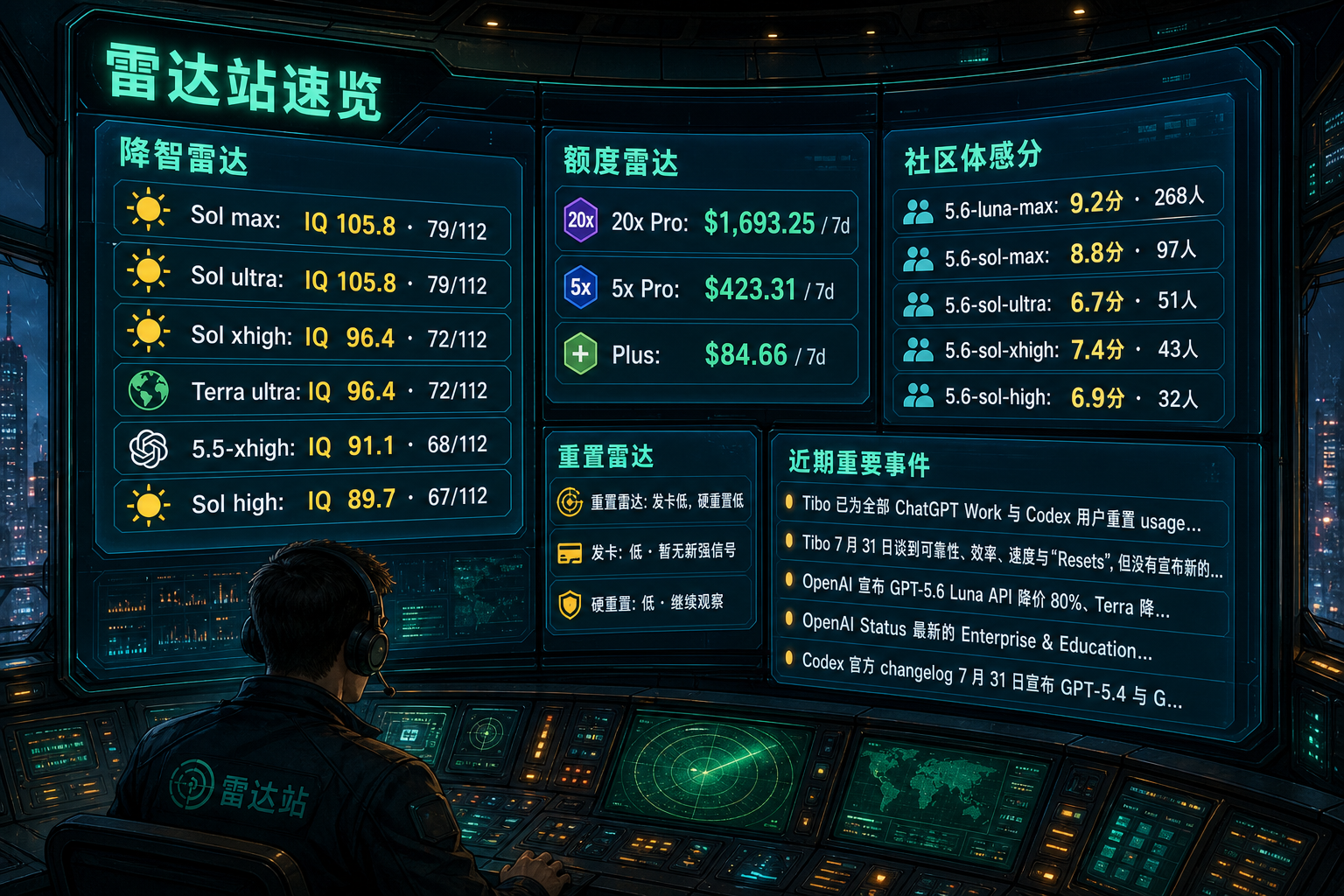 Codex 雷达站速览：降智雷达、额度雷达、社区体感分、重置雷达与最近重要事件