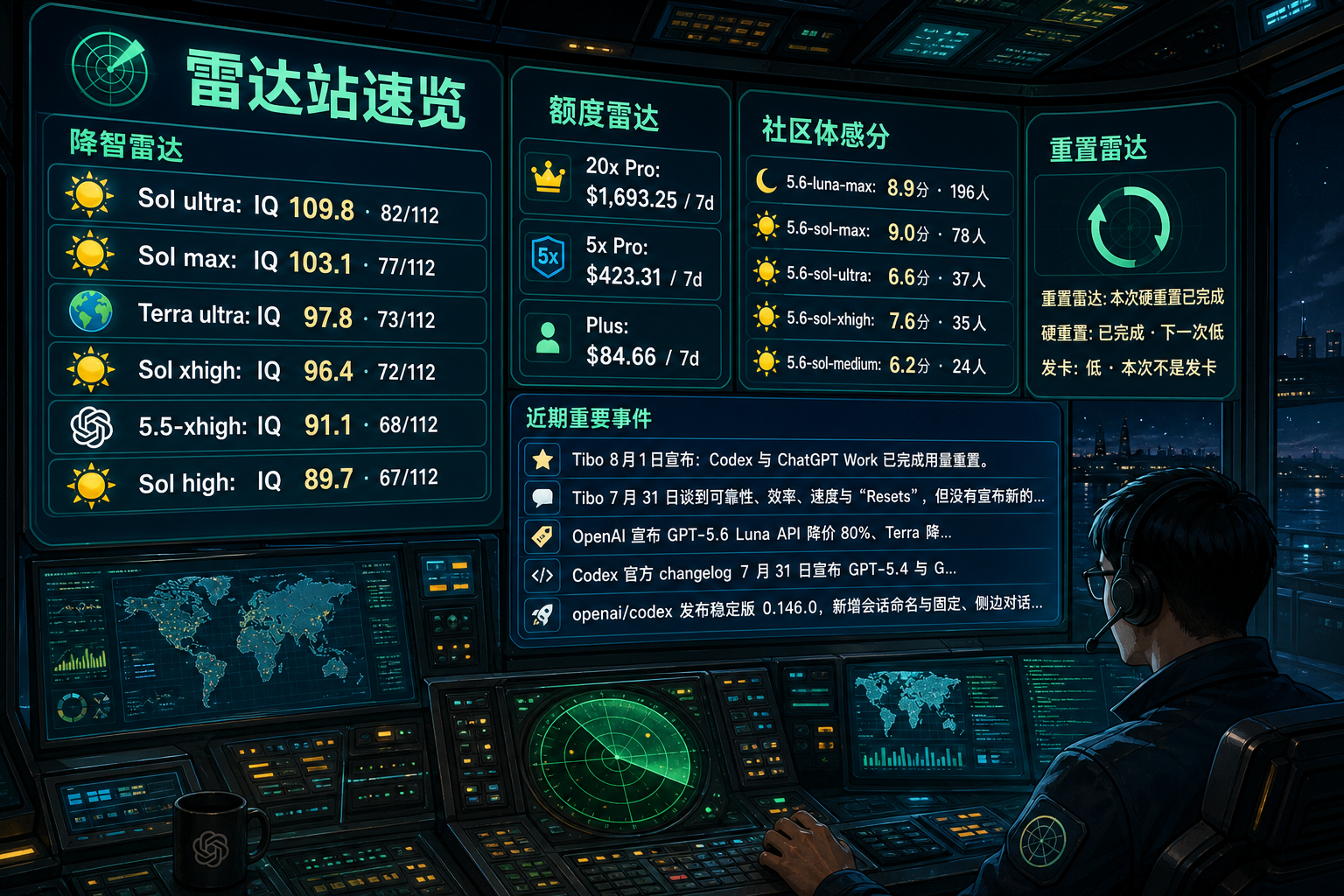 Codex 雷达站速览：降智雷达、额度雷达、社区体感分、重置雷达与最近重要事件