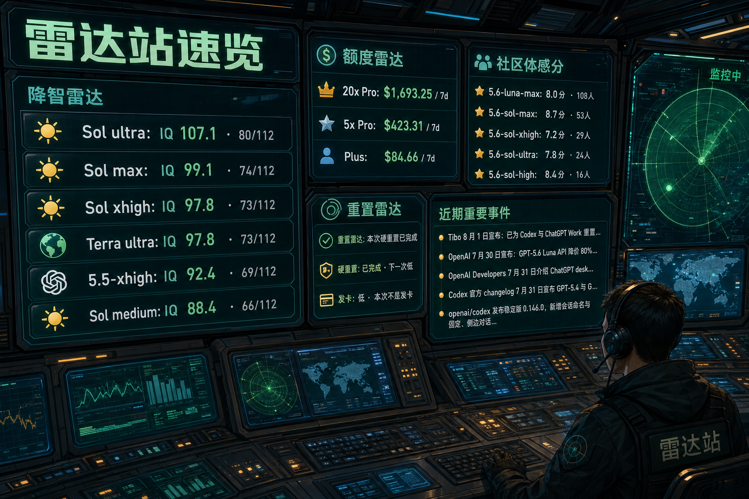 Codex 雷达站速览：降智雷达、额度雷达、社区体感分、重置雷达与最近重要事件