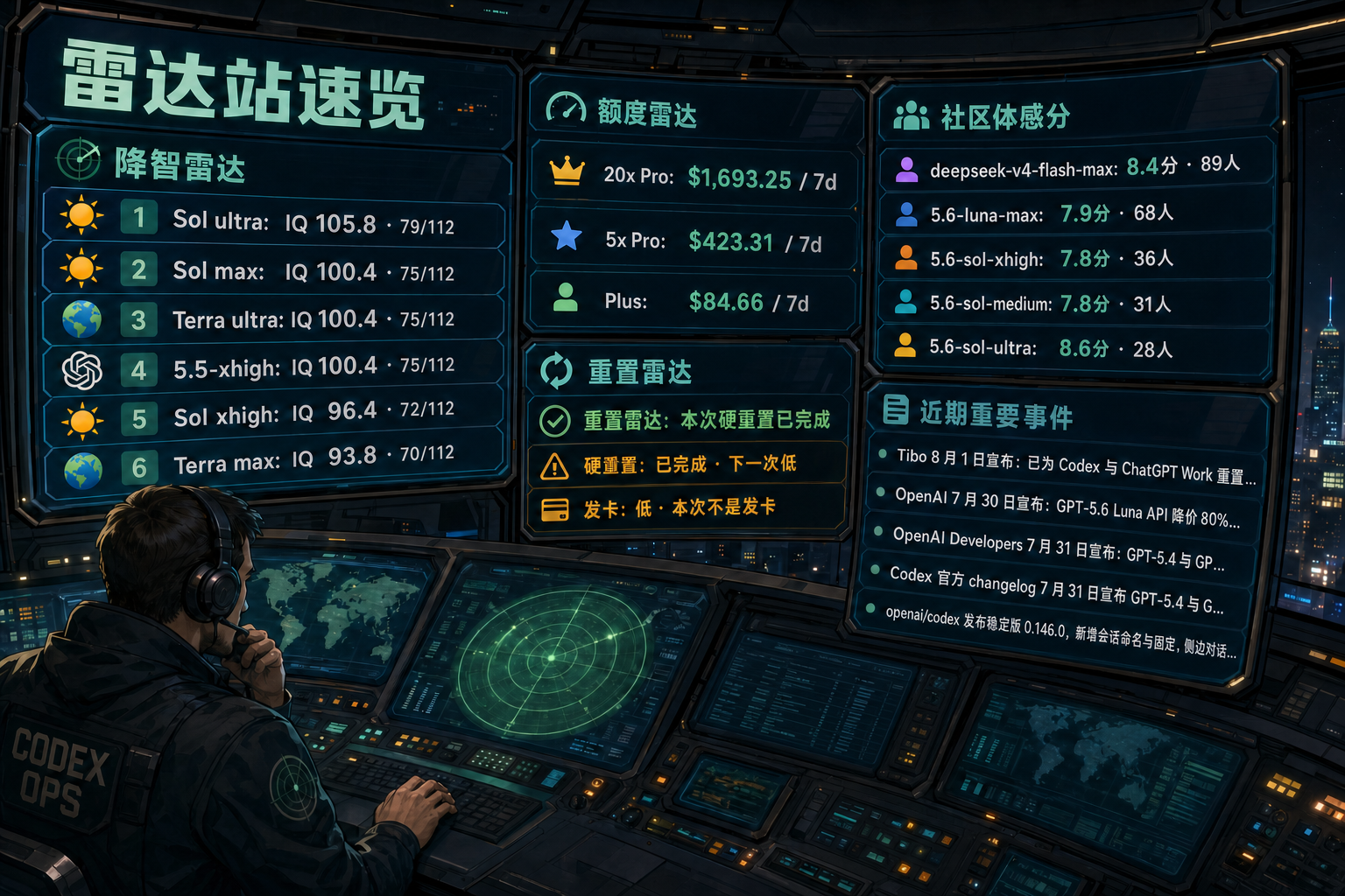 Codex 雷达站速览：降智雷达、额度雷达、社区体感分、重置雷达与最近重要事件