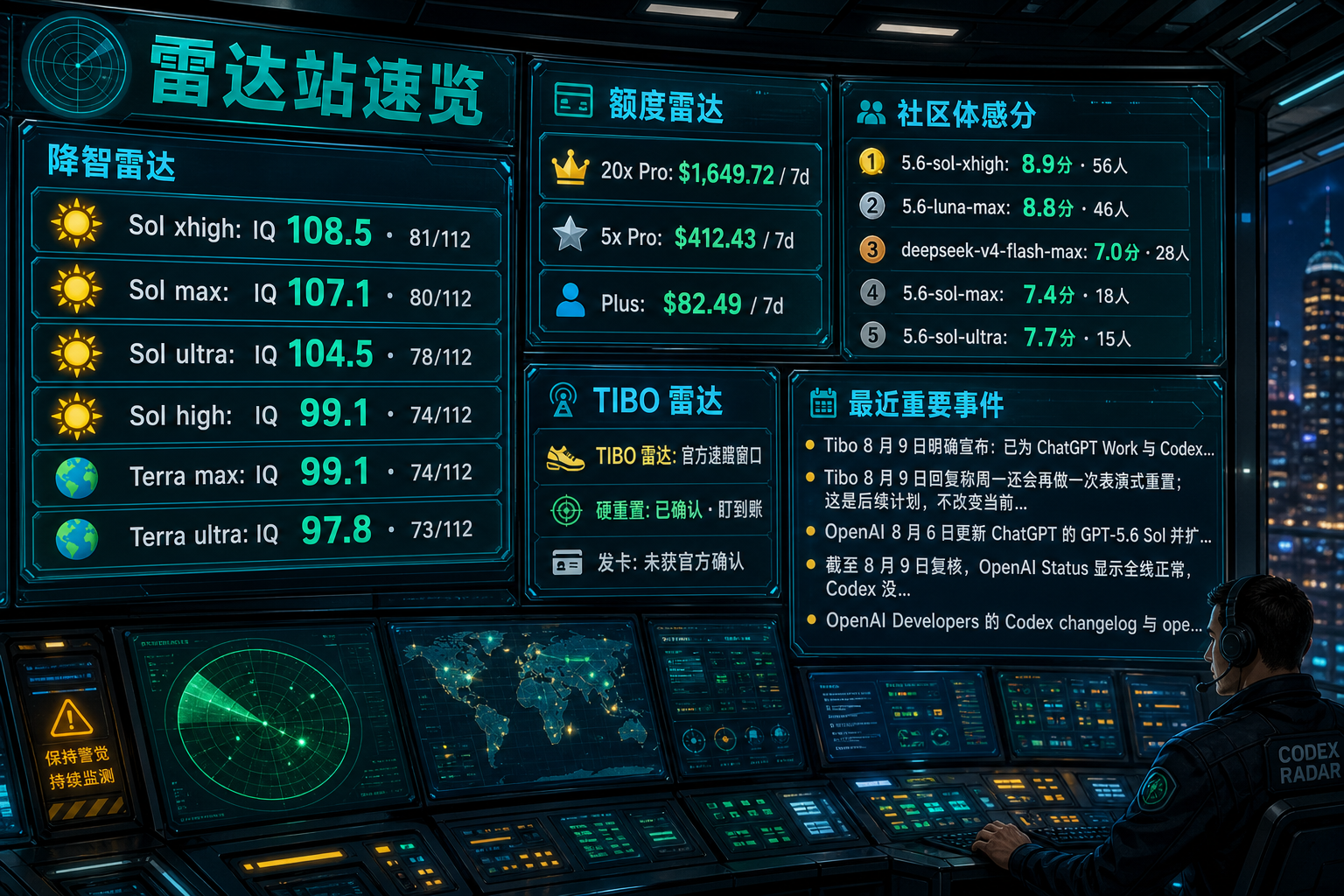 Codex 雷达站速览：降智雷达、额度雷达、社区体感分、TIBO 雷达与最近重要事件