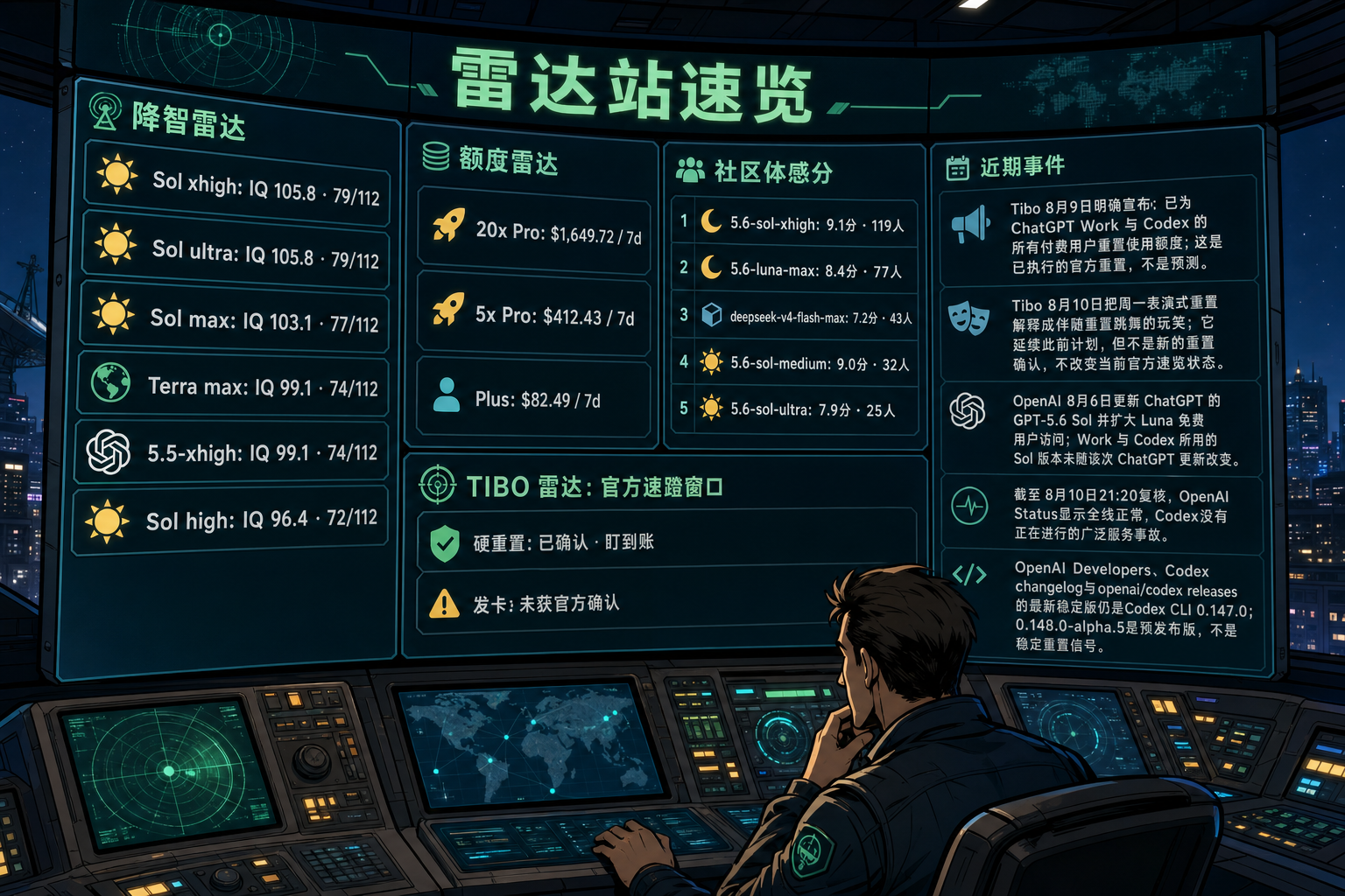 Codex 雷达站速览：降智雷达、额度雷达、社区体感分、TIBO 雷达与最近重要事件