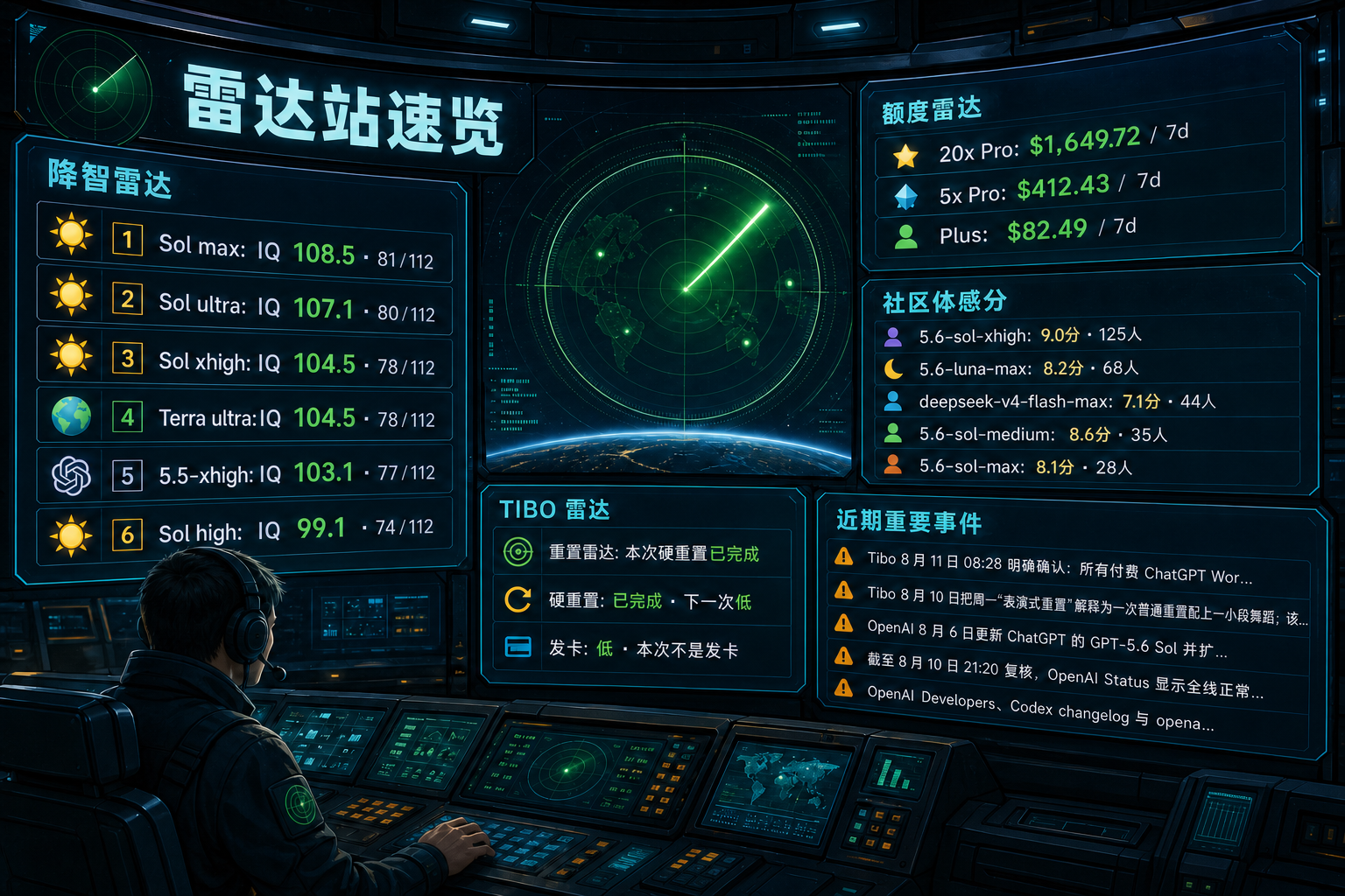 Codex 雷达站速览：降智雷达、额度雷达、社区体感分、TIBO 雷达与最近重要事件