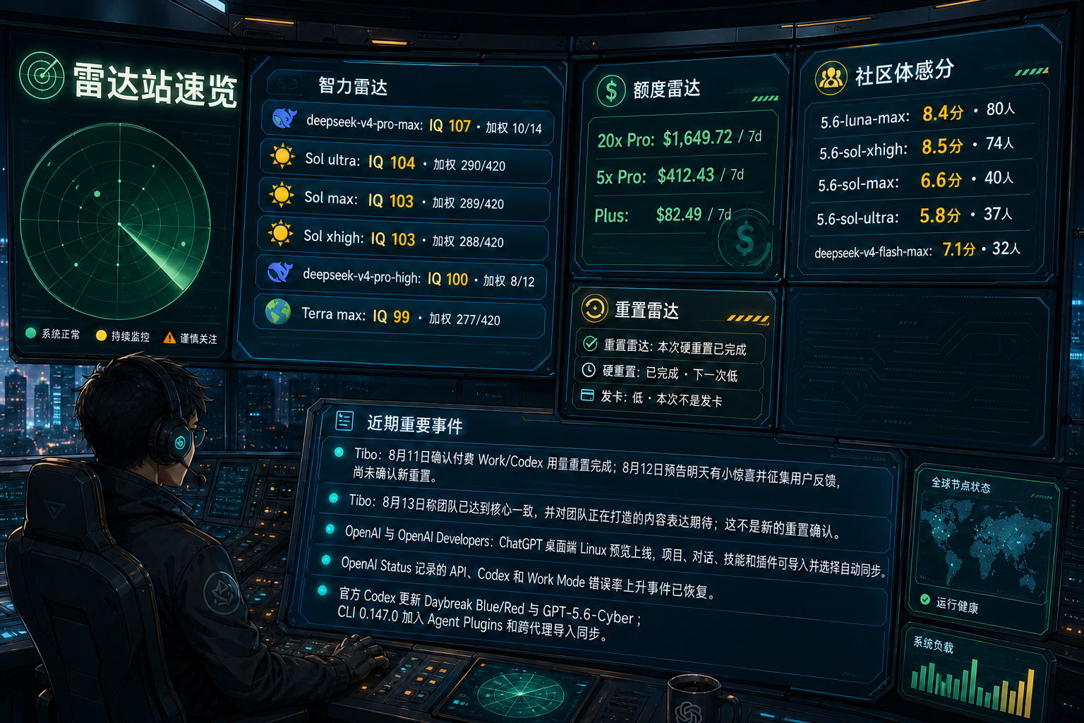 Codex 雷达站速览：智力雷达、额度雷达、社区体感分、TIBO 雷达与最近重要事件